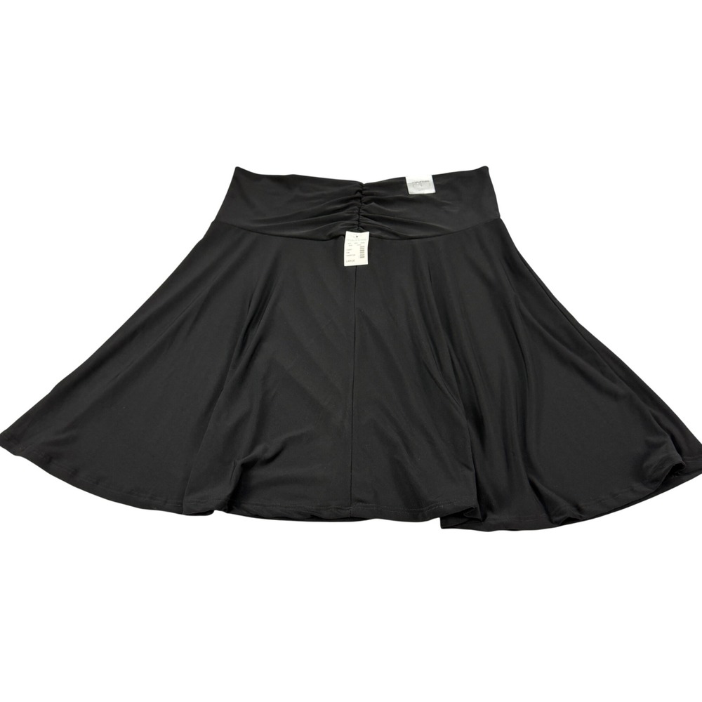 Maurices Black Flared Pull On Skirt Large Wide Waistband Jersey Knit